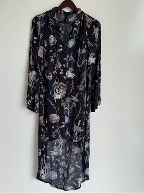 Staple the Label Brushwork Print Dress Woman 8 floral flowy open bell sleeve